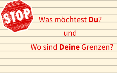 Stop-Schild und die Fragen: Was möchtest Du? und Wo sind Deine Grenzen? um Weihnachten trotz Deines unerfüllten Kinderwunsches zu überstehen
