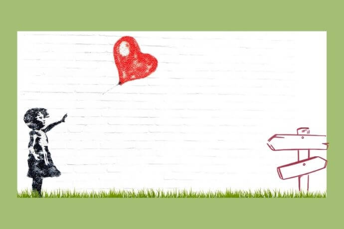Ein kleines Mädchen verabschiedet sich von einem roten Herzballon der in den Himmel steigt. So fühlt es sich an, wenn Du Dich von Deinem Kinderwunsch verabschieden musst.